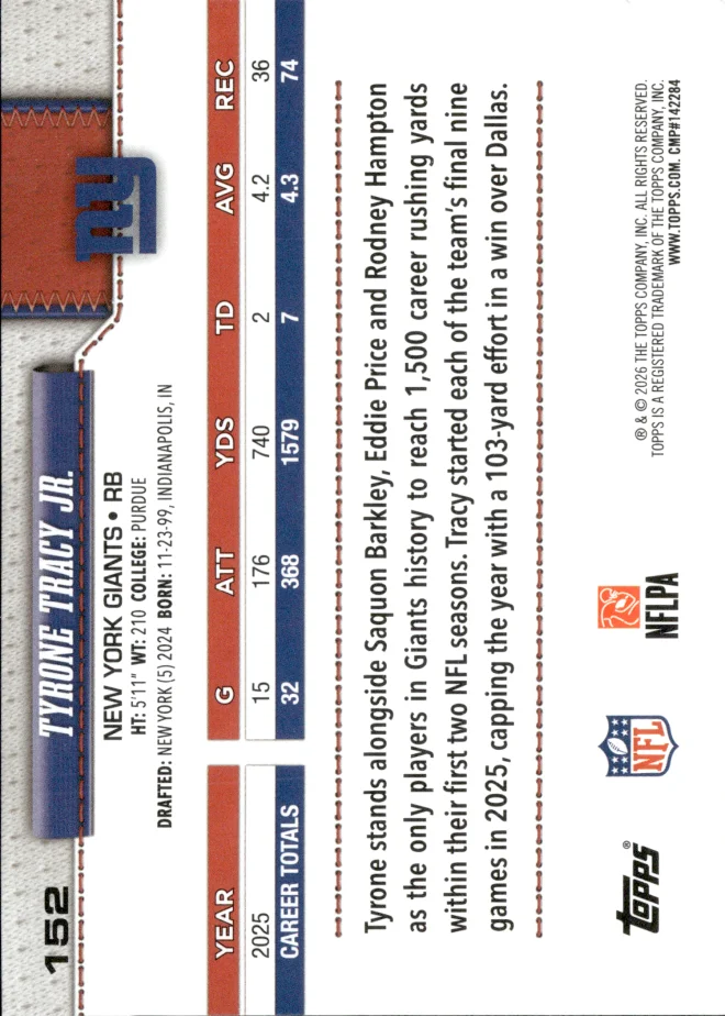 Tyrone Tracy Jr. card back