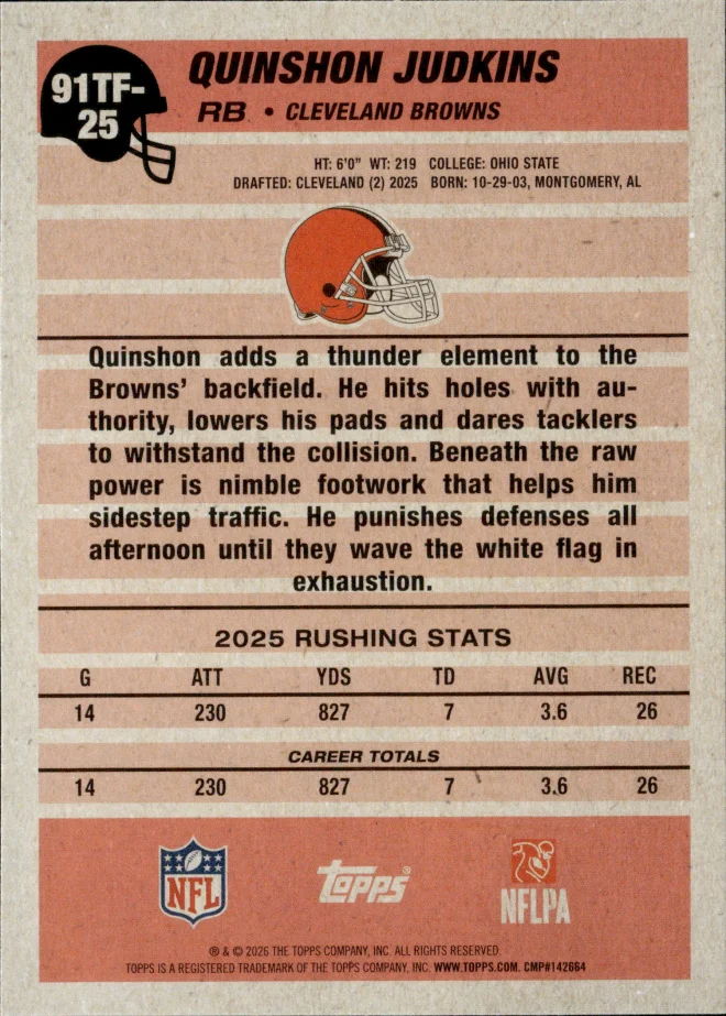 Quinshon Judkins card back