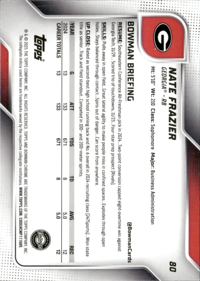 Nate Frazier card back