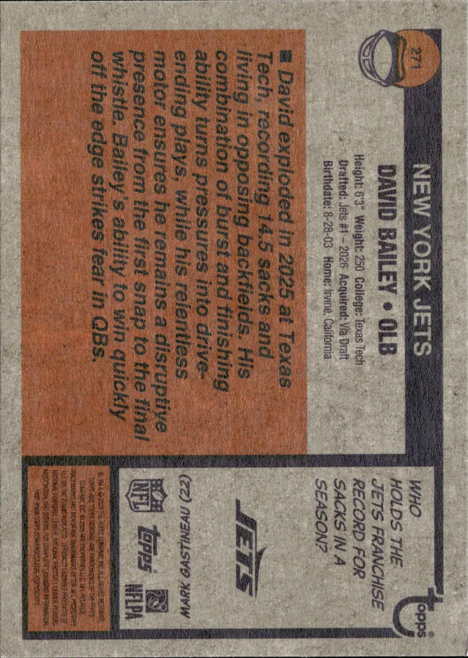 David Bailey card back