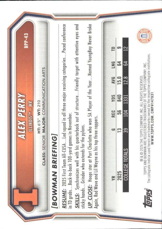 Alex Perry card back