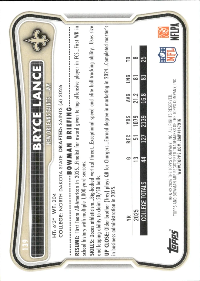 Bryce Lance card back