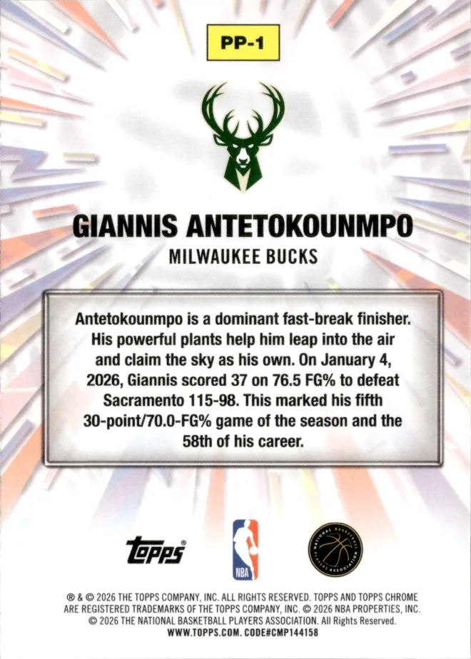 Giannis Antetokounmpo card back