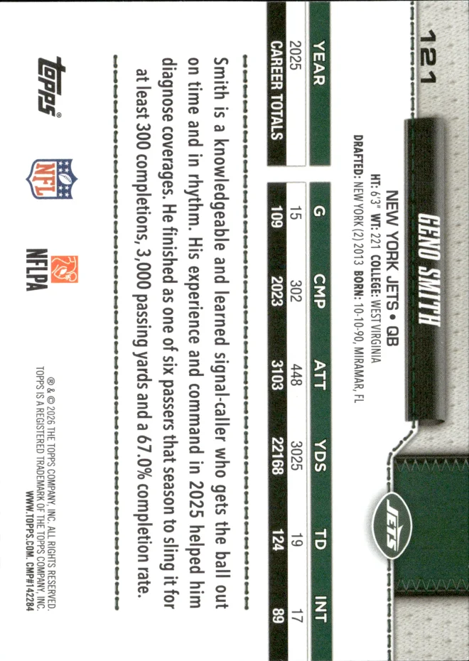 Geno Smith card back