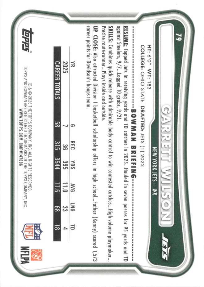 Garrett Wilson card back