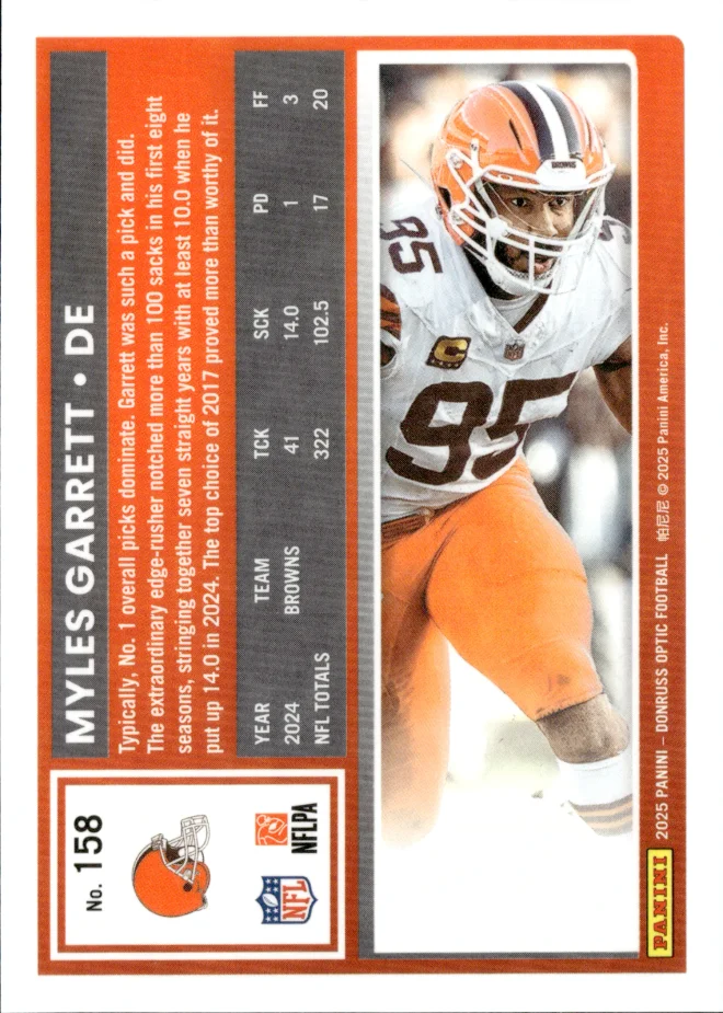 Myles Garrett card back
