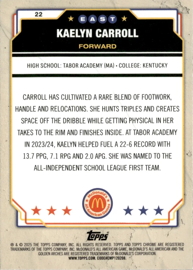Kaelyn Carroll card back