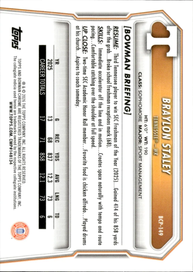 Braylon Staley card back