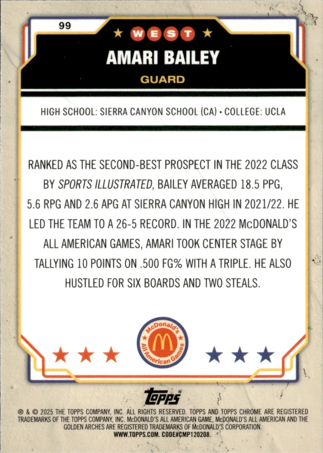 Amari Bailey card back