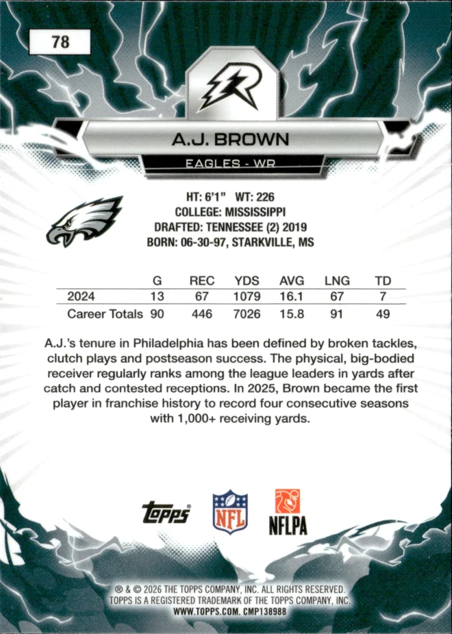 A.J. Brown card back