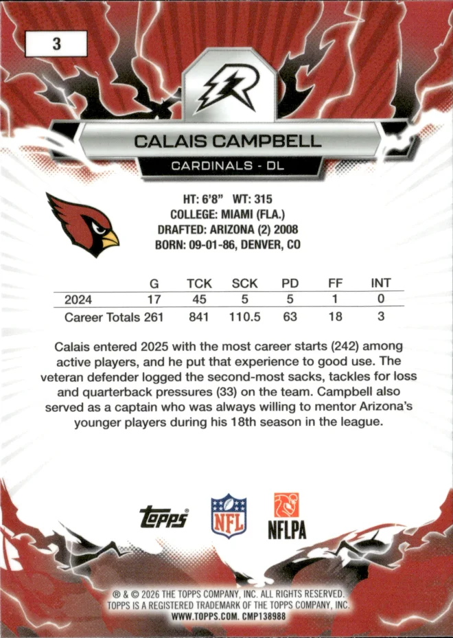 Calais Campbell card back