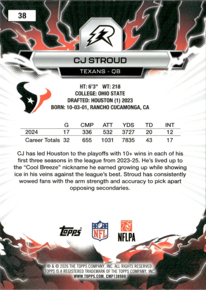 CJ Stroud card back