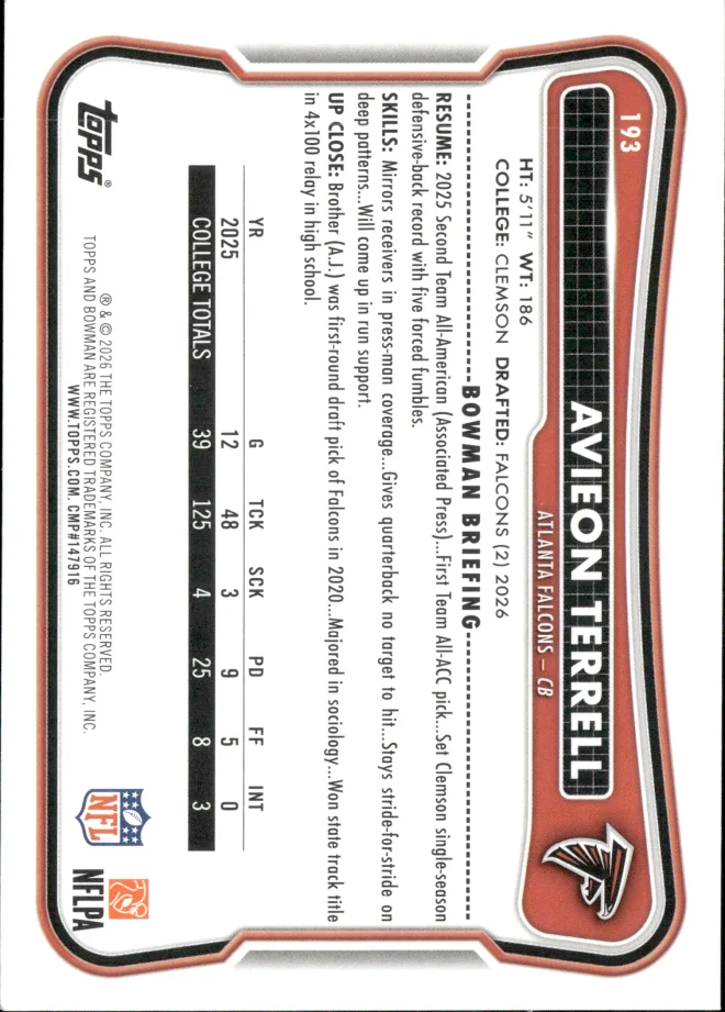 Avieon Terrell card back