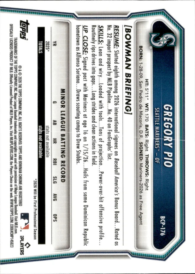 Gregory Pio card back