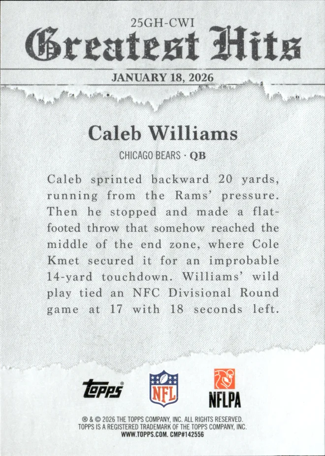 Caleb Williams card back