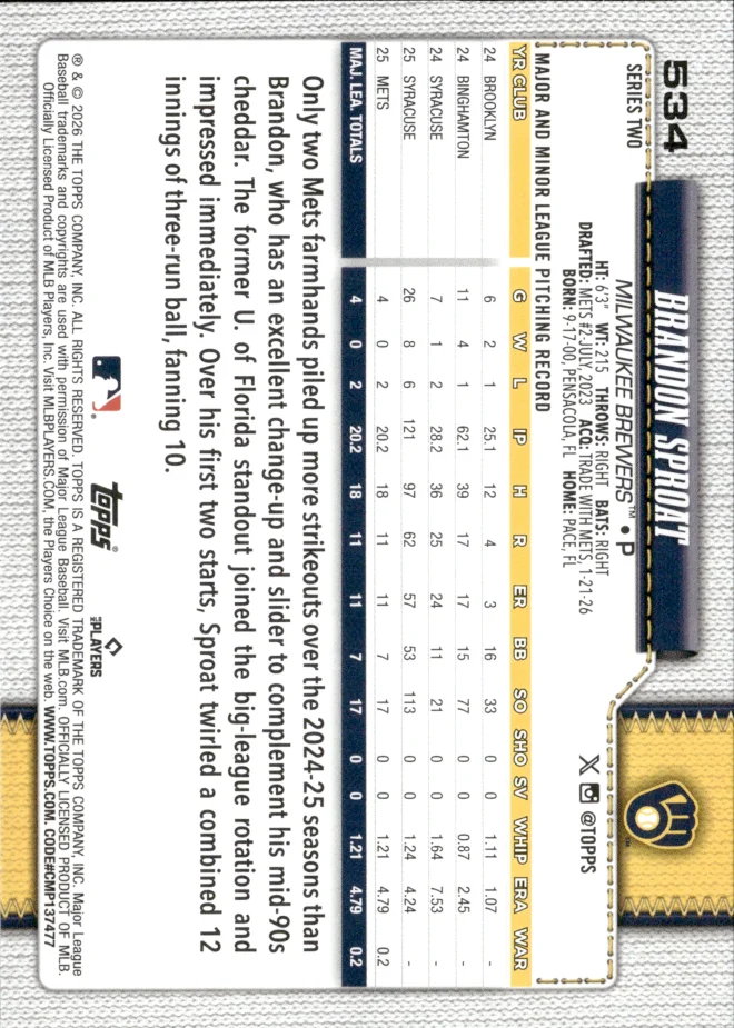 Brandon Sproat card back