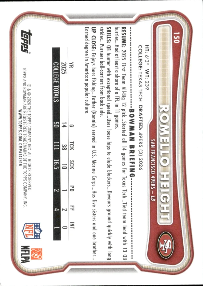Romello Height card back