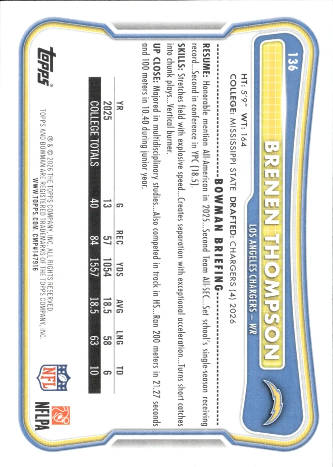 Brenen Thompson card back