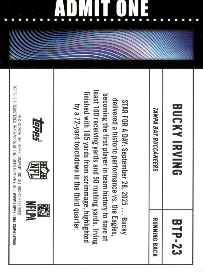 Bucky Irving card back