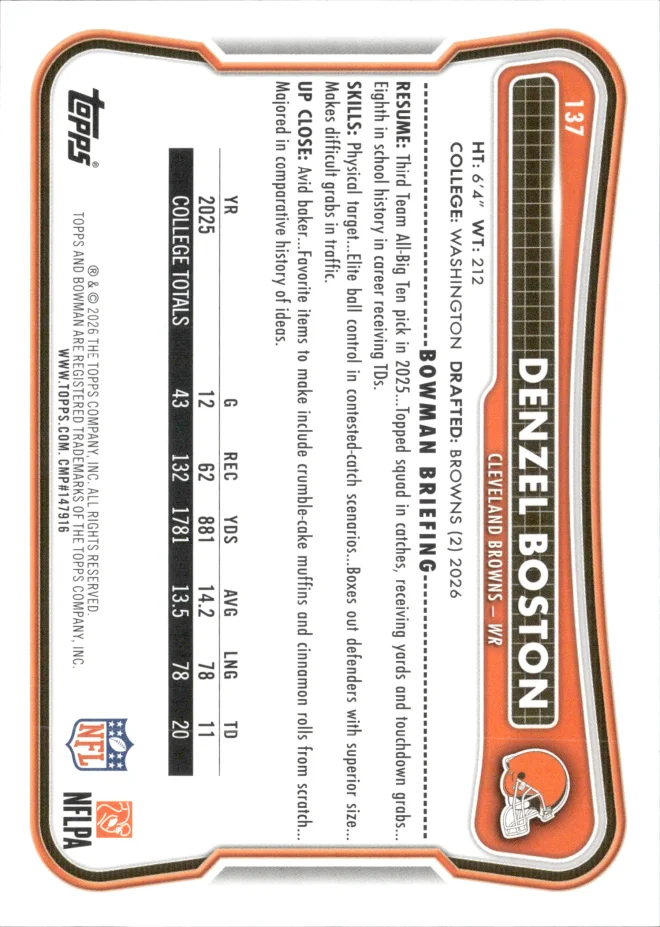 Denzel Boston card back