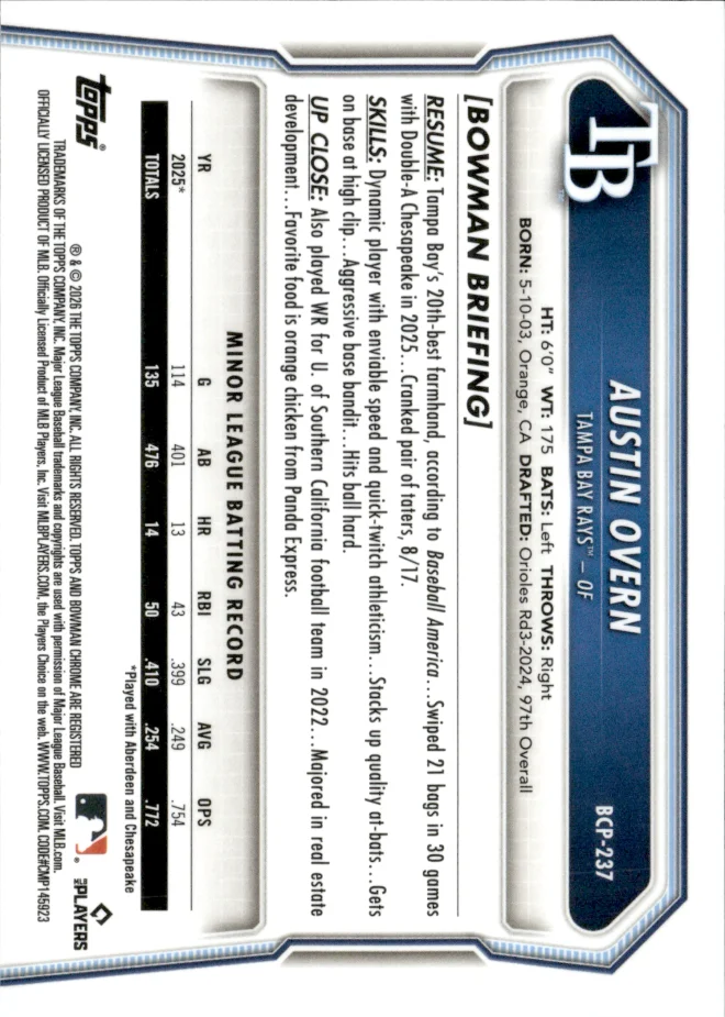 Austin Overn card back