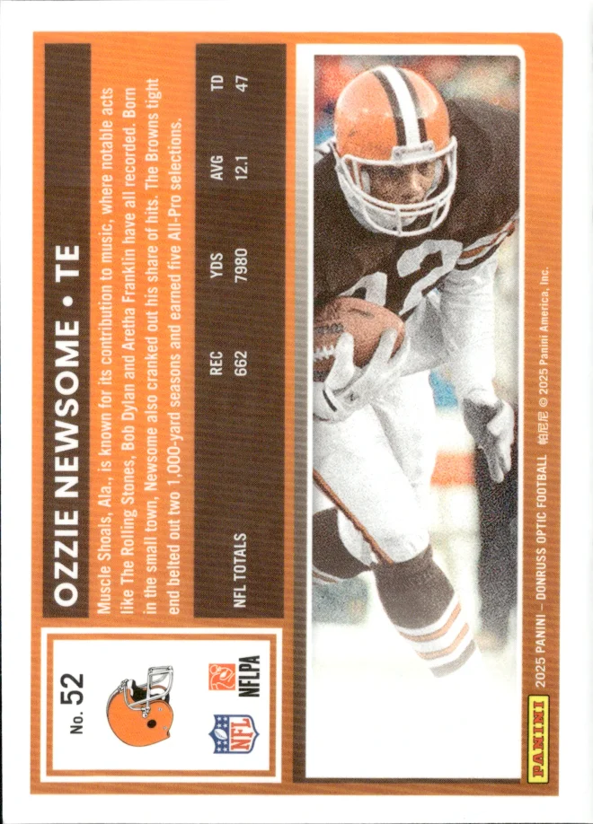 Ozzie Newsome card back