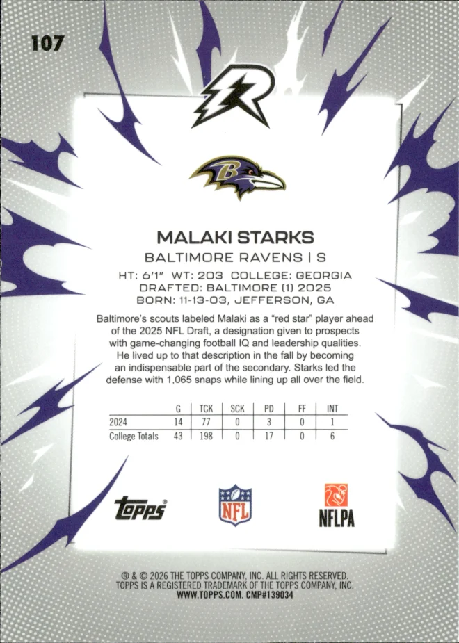 Malaki Starks card back