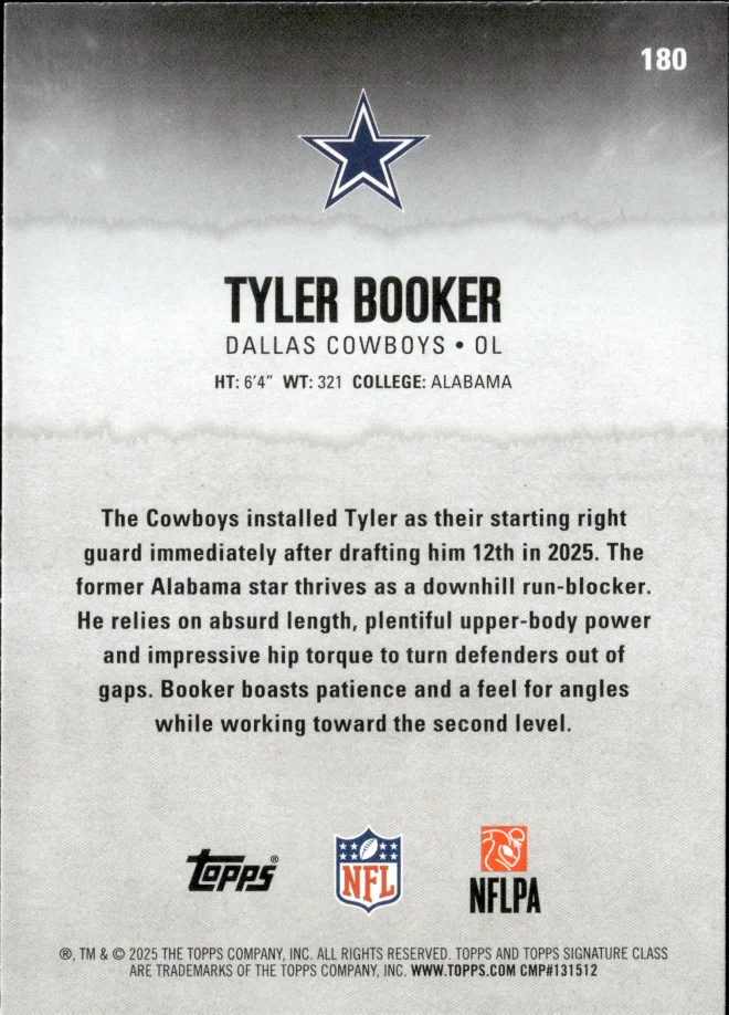 Tyler Booker card back