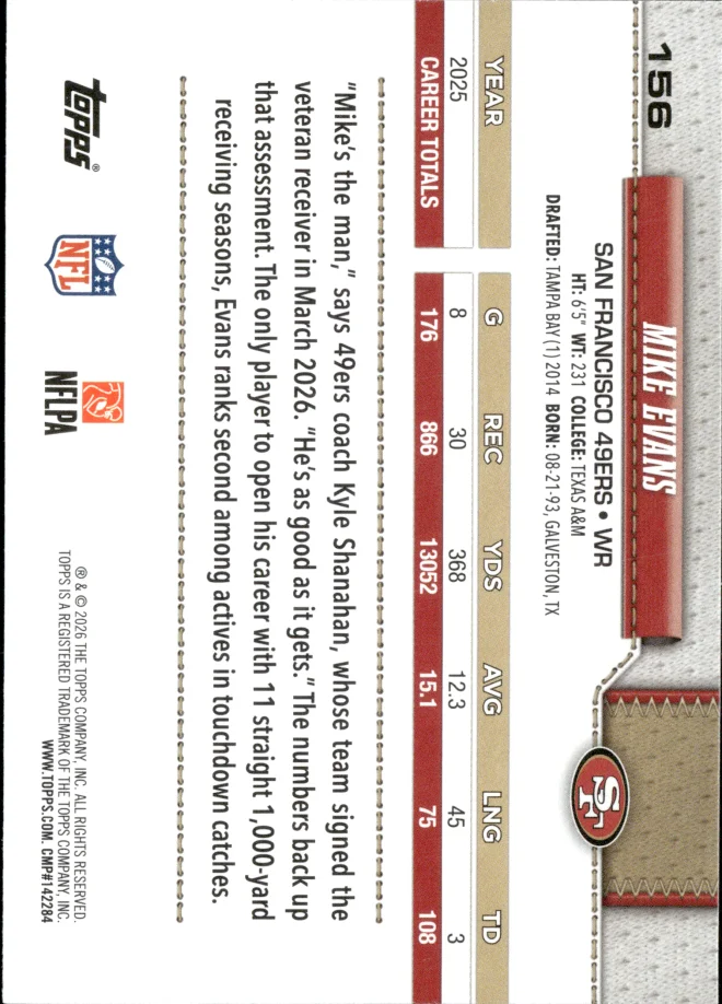 Mike Evans card back