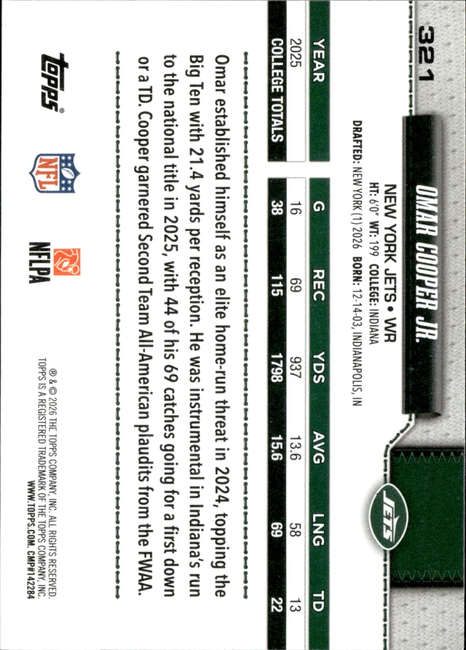 Omar Cooper Jr. card back