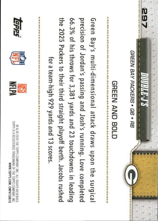 Jordan Love / Josh Jacobs card back