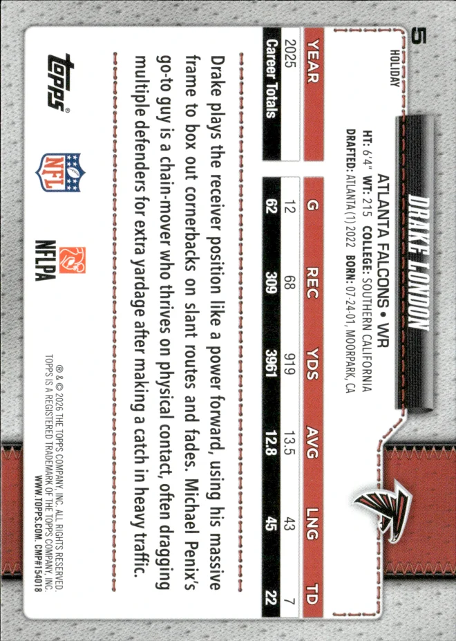 Drake London card back