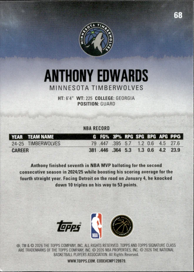 Anthony Edwards card back