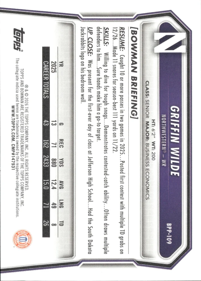 Griffin Wilde card back