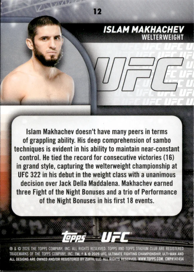 Islam Makhachev card back