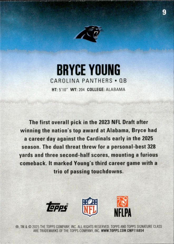 Bryce Young card back