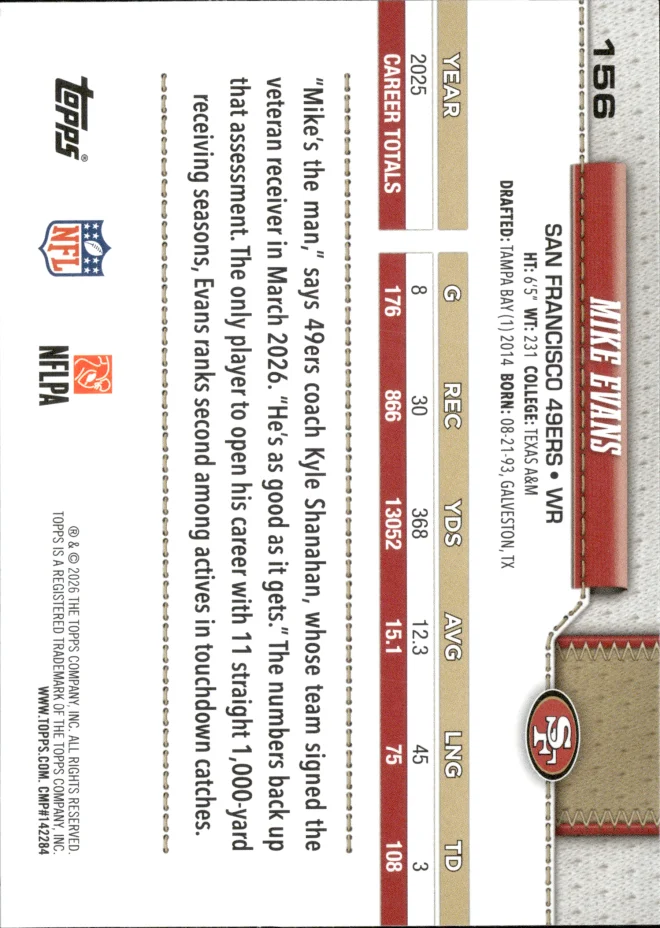 Mike Evans card back
