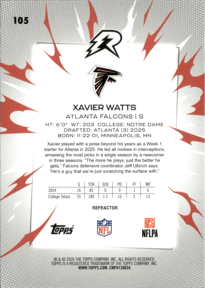 Xavier Watts card back