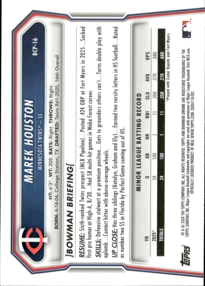 Marek Houston card back