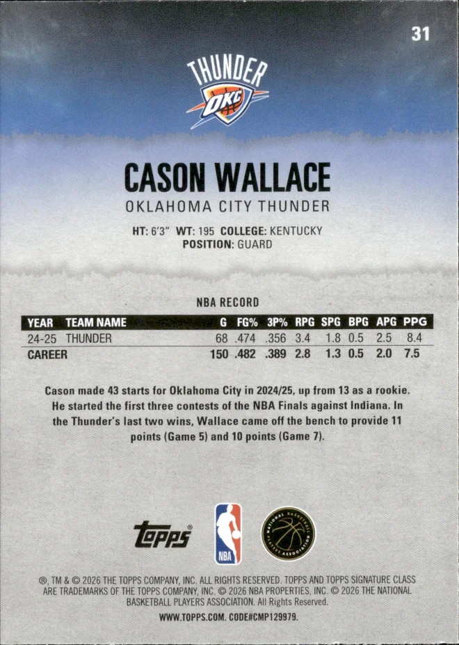 Cason Wallace card back