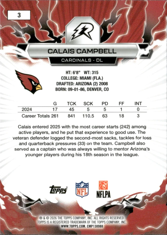 Calais Campbell card back