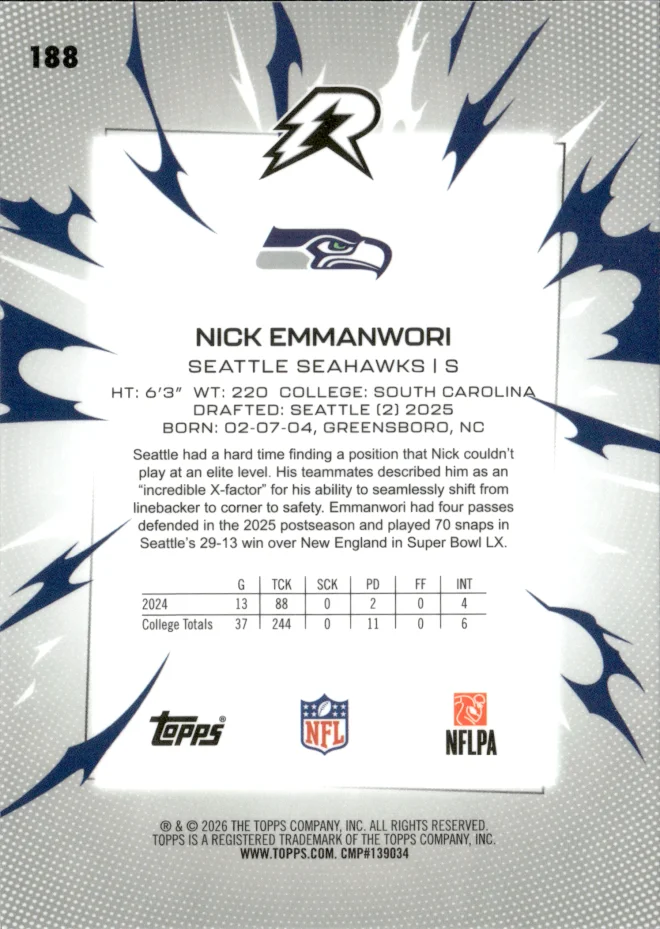 Nick Emmanwori card back