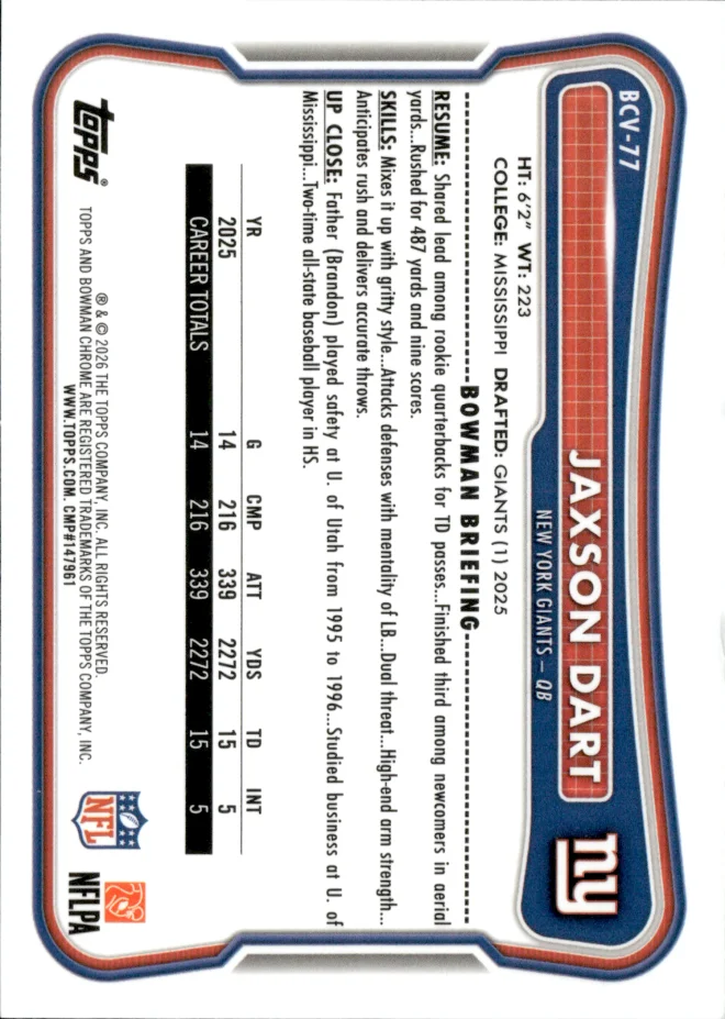 Jaxson Dart card back
