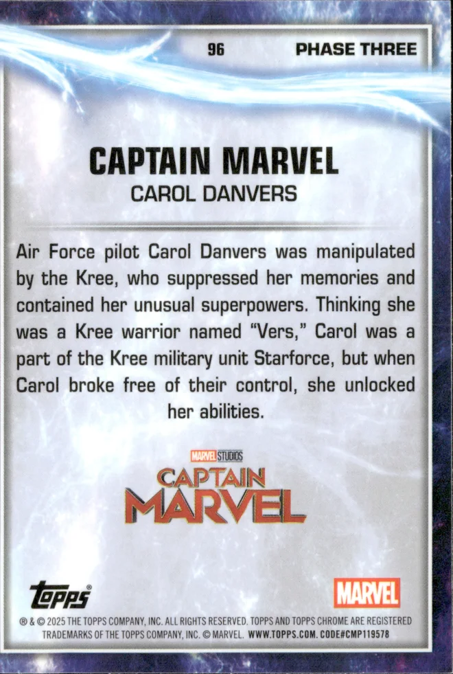 Carol Danvers / Captain Marvel card back