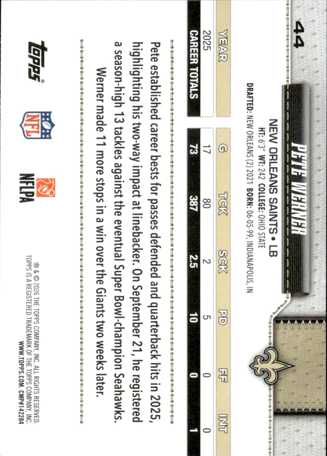 Pete Werner card back