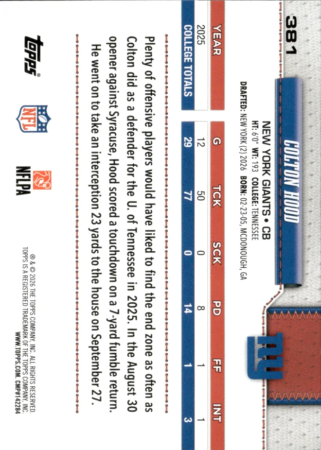 Colton Hood card back
