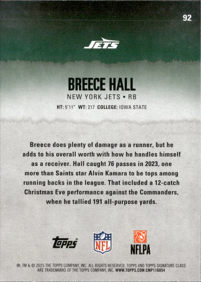 Breece Hall card back