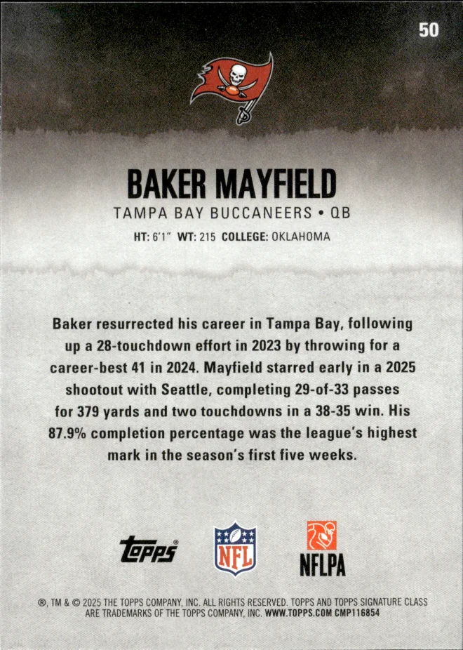 Baker Mayfield card back