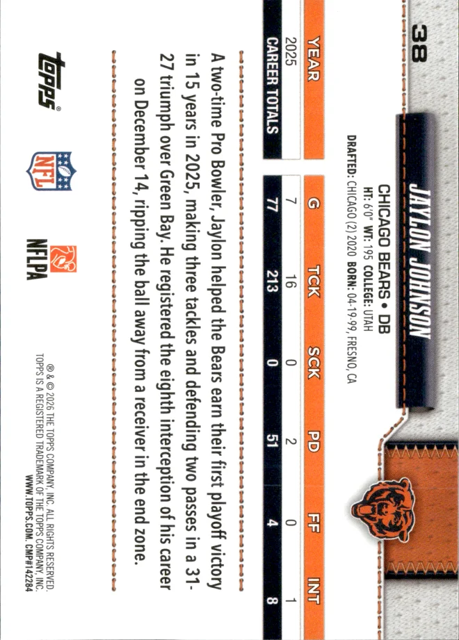 Jaylon Johnson card back