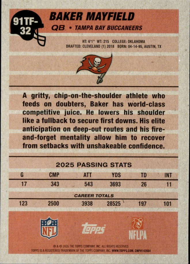 Baker Mayfield card back